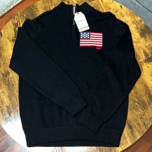 CHAPS half zip pull over with American flag size Large